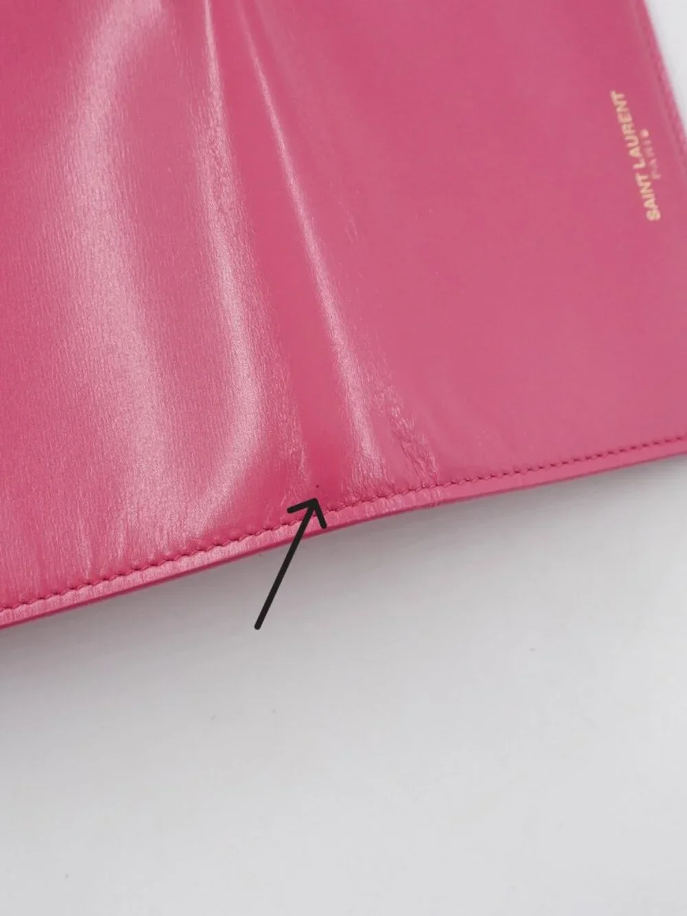 Saint Laurent Women's Trifold Wallet In Smooth Pink Leather With Gold Accents - Picture 14 of 15